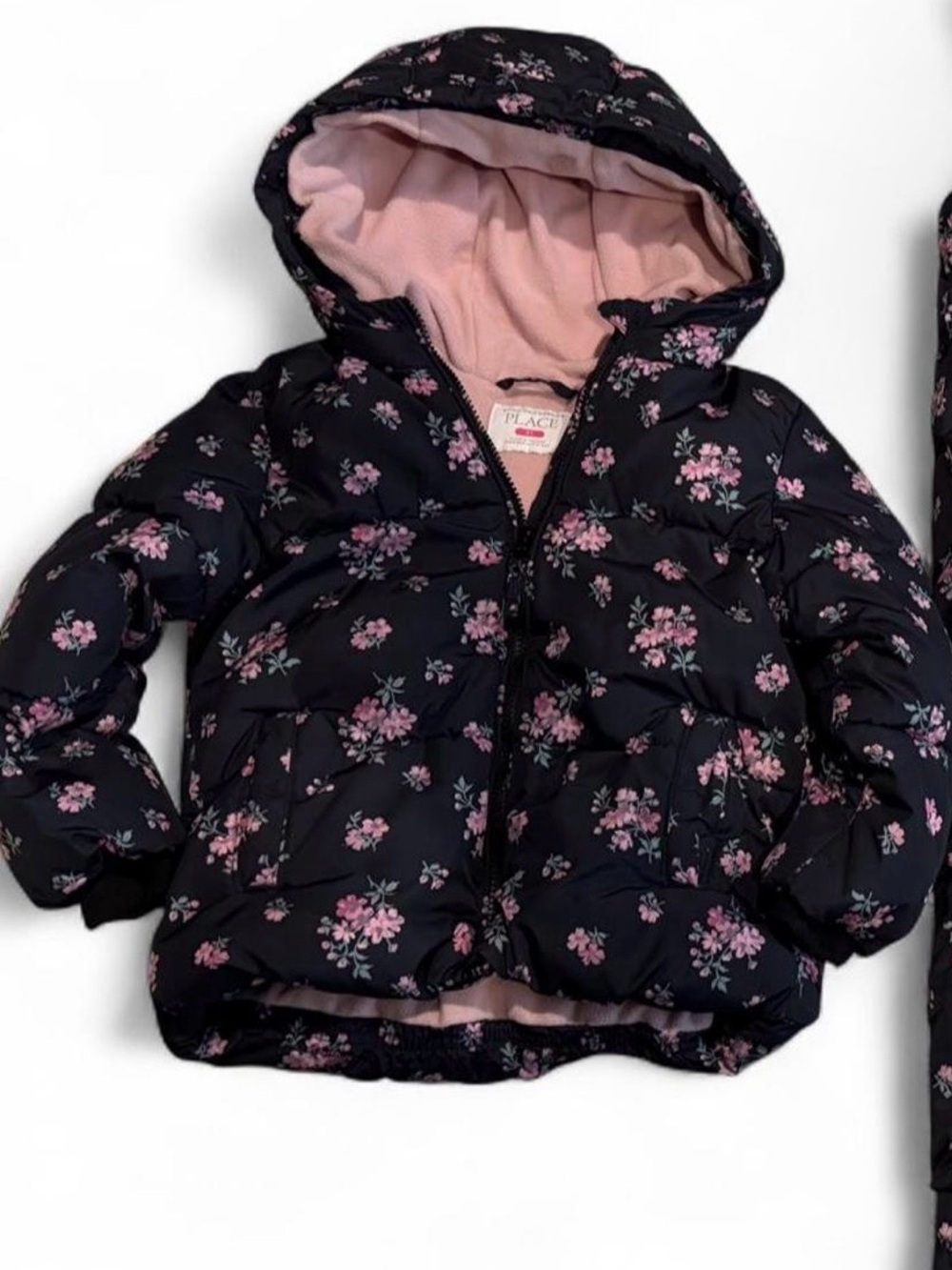 Girls Floral Puffer Jacket with Hood & Snowsuit